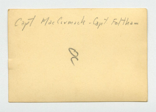 A farewell party in Zahleh, Lebanon (Captain MacCormack and Captain Feltham). Verso