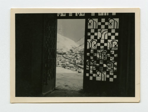 Zahleh, Lebanon seen through the gate of the Casualty Clearing Station. Recto