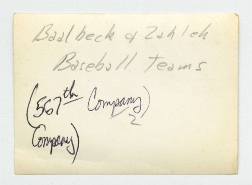 Baalbek and Zahleh (4th Field Ambulance and Casualty Clearing Station) baseball teams. Verso 2