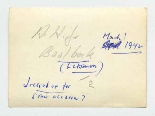 Arthur Howe, Jr. in Baalbek, Lebanon. Verso