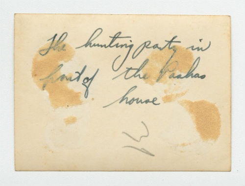 Bird hunting trip in Syria (the hunting party in front of Pasha Ariens's house). Verso 1