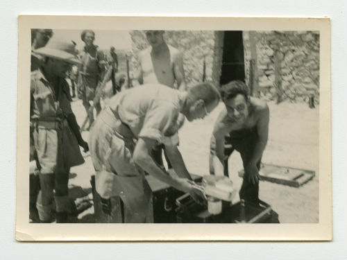Chow line near Marsa Matruh, Egypt, where Scott (the Scottish cook) serves Samuel "Sam" Hobbs. Recto