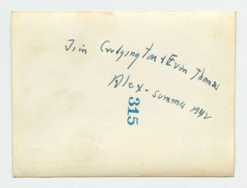 James "Jim" Crudgington and Evan Thomas in Alexandria, Egypt. Verso