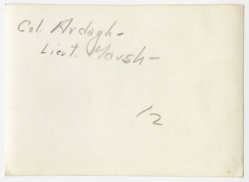 Colonel Ardagh and Lieutenant Marsh in Zahleh, Lebanon. Verso