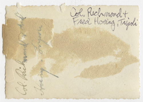 Colonel Richmond and Fred Hoeing in Tripoli. Verso