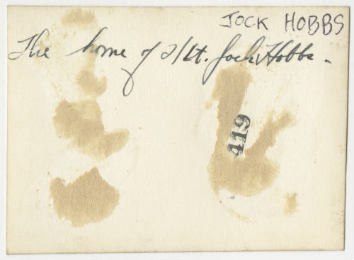 The home of John "Jack" Hobbs. Verso