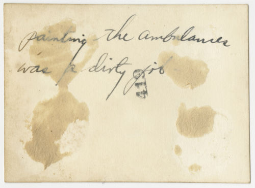 Painting the ambulances was a dirty job. Verso