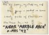 The headquarters lorry, Arthur Howe, Jr.'s staff car and a jeep parked in a field of flowers. Verso