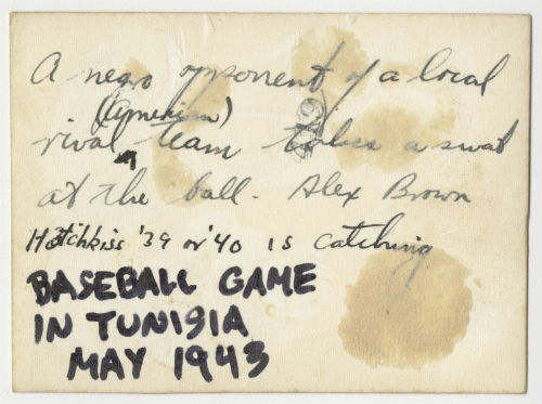 Baseball game in Tunisia. Verso