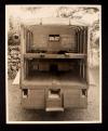 Ambulance interior view with stretcher racks down